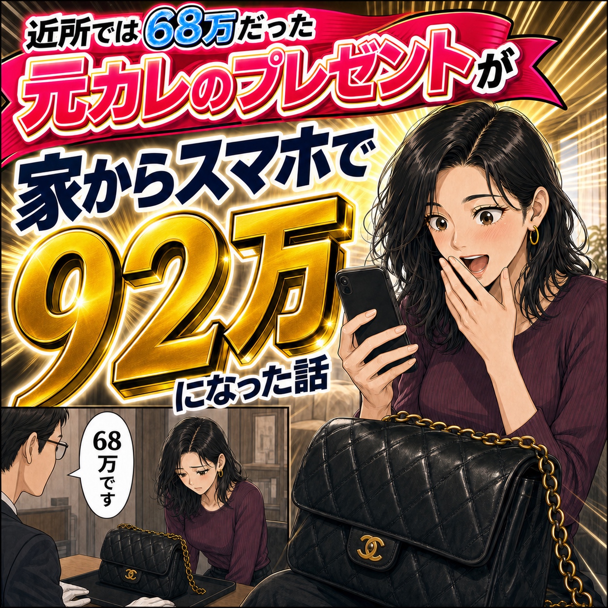 近所では68万だった元カレのプレゼントが家からスマホで92万になった話